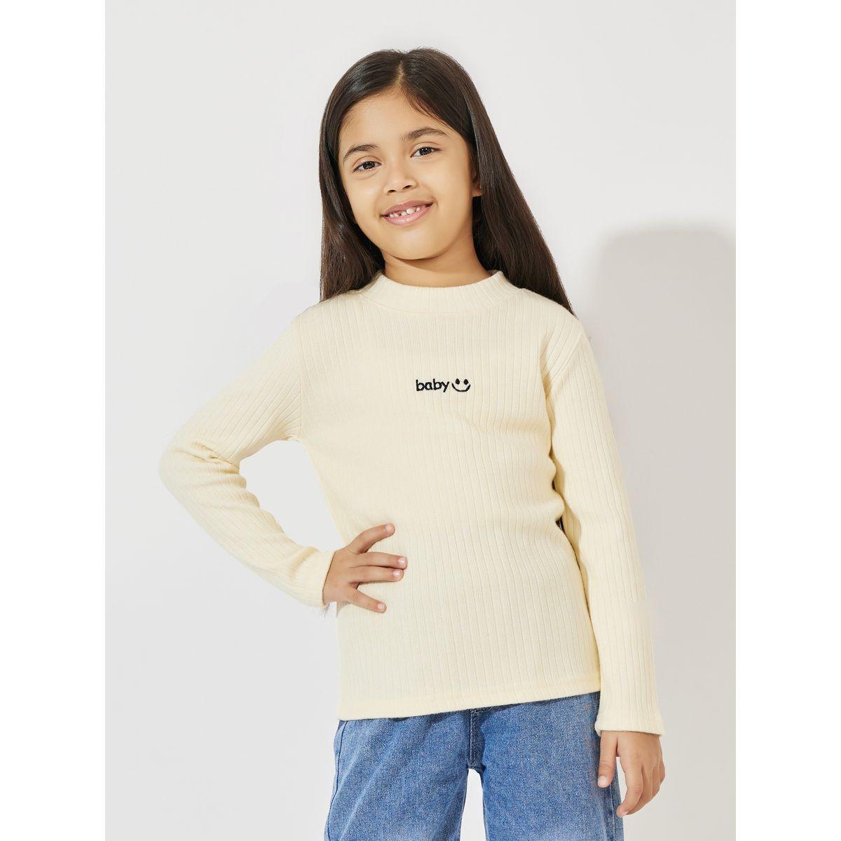 بلوزة سادة محبوكة بتفاصيل مُطرّزة-girls-clothing-blousesandshirts-image-1