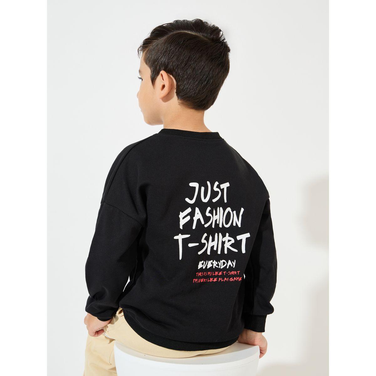 سويت شيرت مطبع بكتابة مع اكتاف منخفضة-boys-clothing-winterwear-sweatshirts-image-1