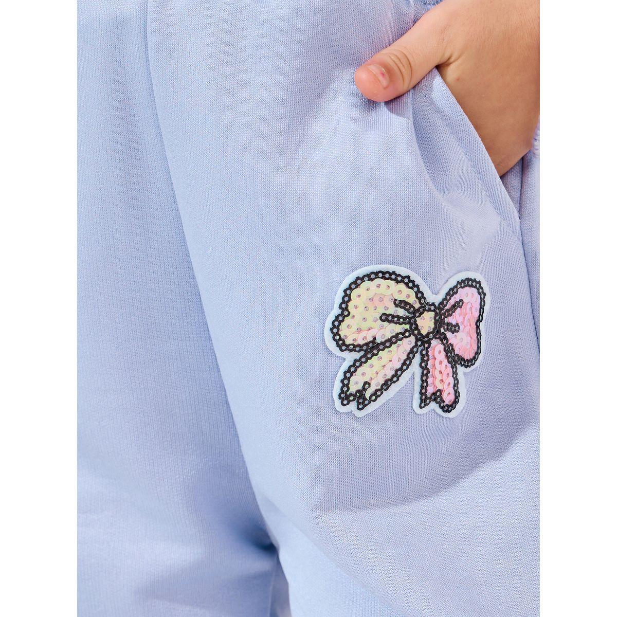 Styli Embellished Bow Patch Detail Slant Pocket Cotton Joggers-girls-clothing-bottoms-joggersandtrackpants-image-3
