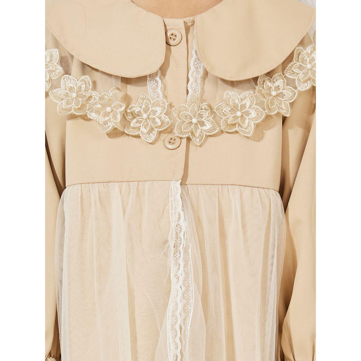 فستان بطول الركبة مع تفاصيل شبكية ودانتيل-girls-clothing-dressesandjumpsuits-image-3