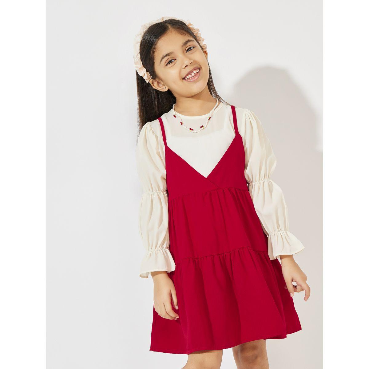 Styli Solid 2 in 1 Bow Back Tiered Dress-girls-clothing-dressesandjumpsuits-image-2