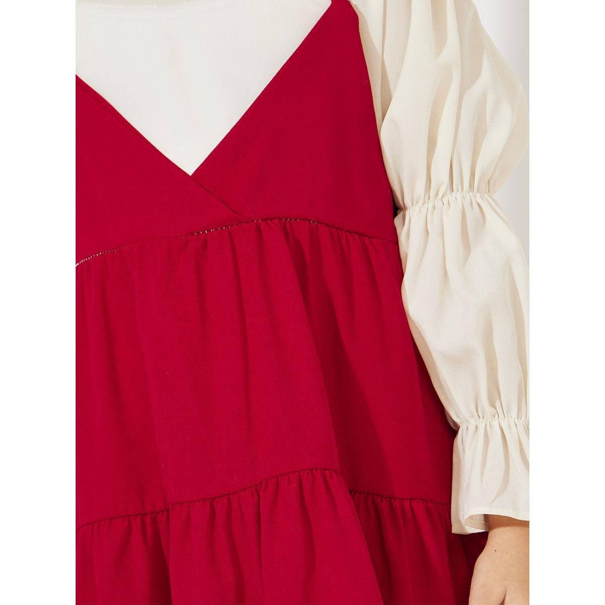 Styli Solid 2 in 1 Bow Back Tiered Dress-girls-clothing-dressesandjumpsuits-image-3