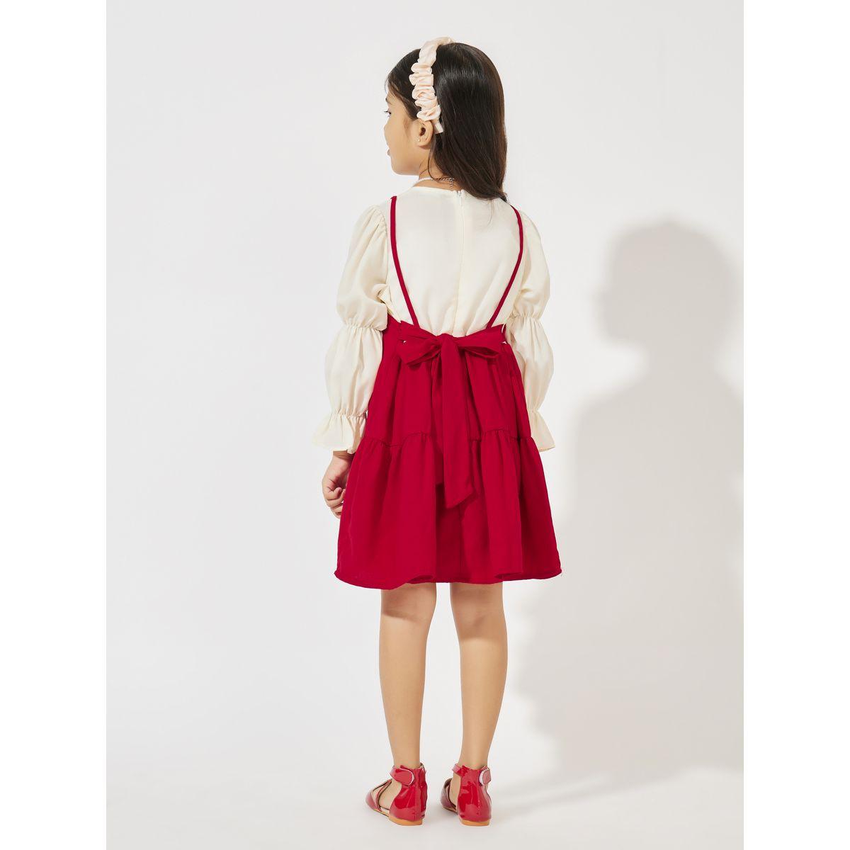 Styli Solid 2 in 1 Bow Back Tiered Dress-girls-clothing-dressesandjumpsuits-image-4