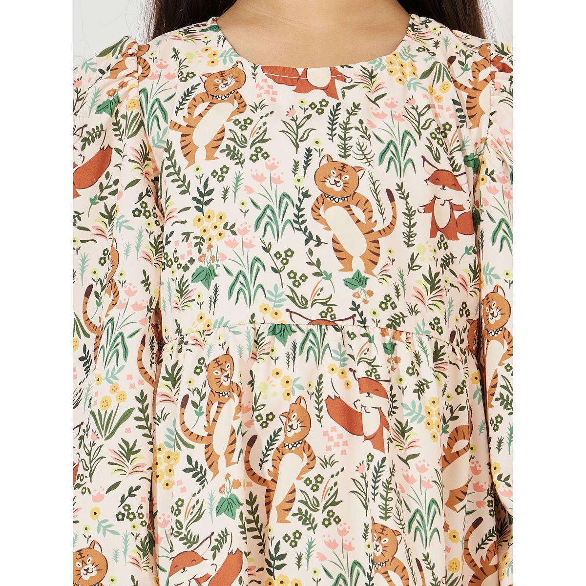 Styli Butterfly Print Ruffle Hem Casual Dress-girls-clothing-dressesandjumpsuits-image-3