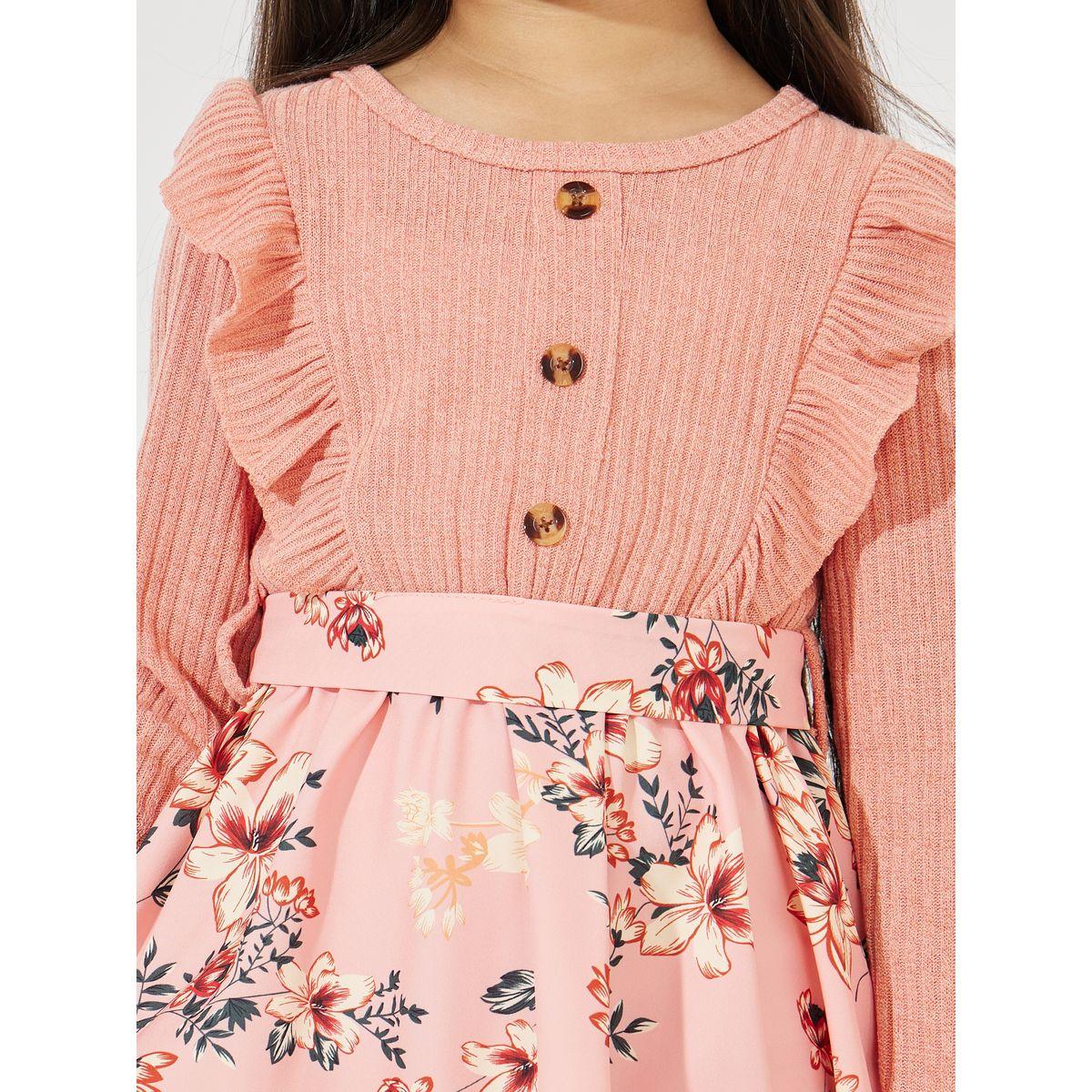 فستان بطول الركبة مع طبعة زهور وكشكش-girls-clothing-dressesandjumpsuits-image-3