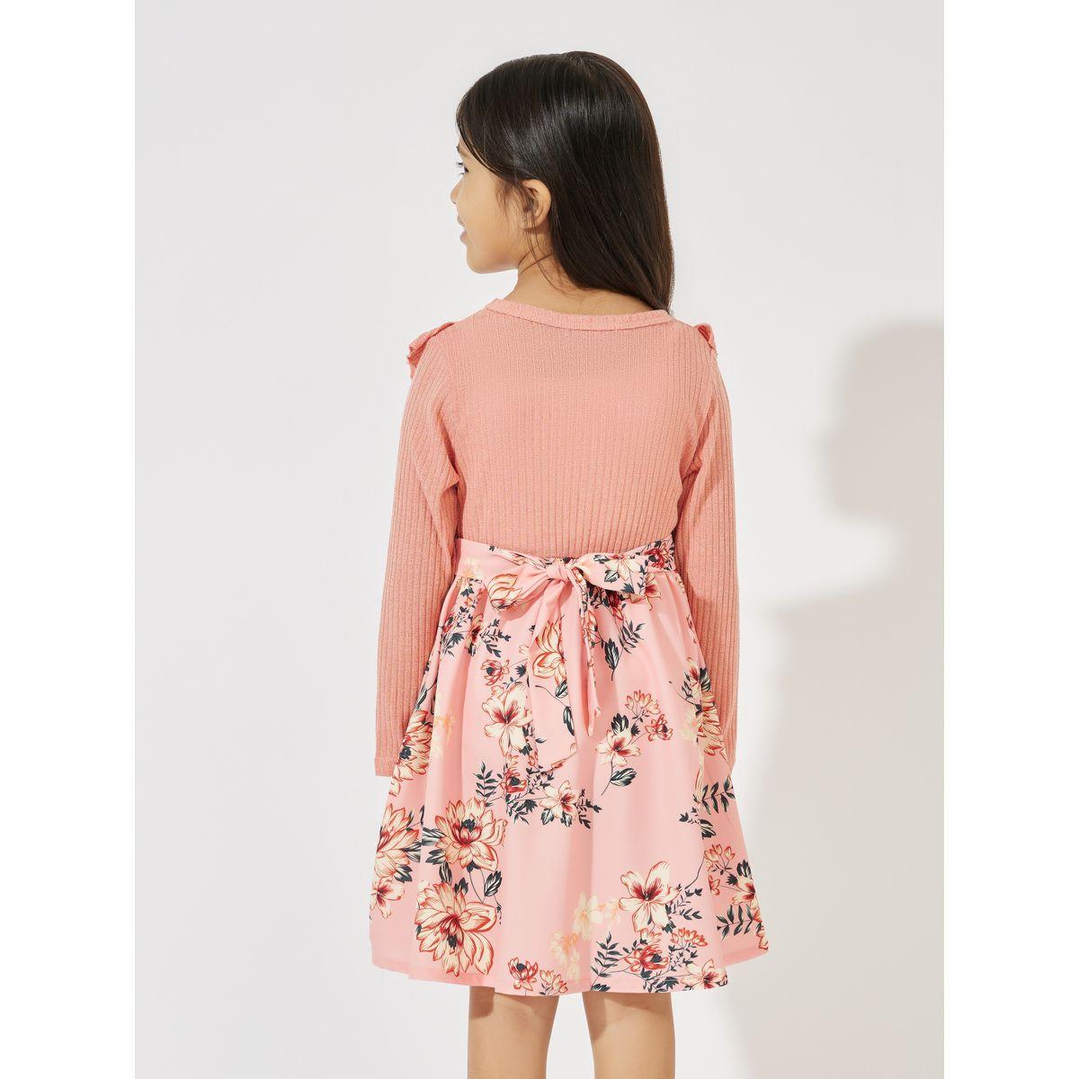 فستان بطول الركبة مع طبعة زهور وكشكش-girls-clothing-dressesandjumpsuits-image-4