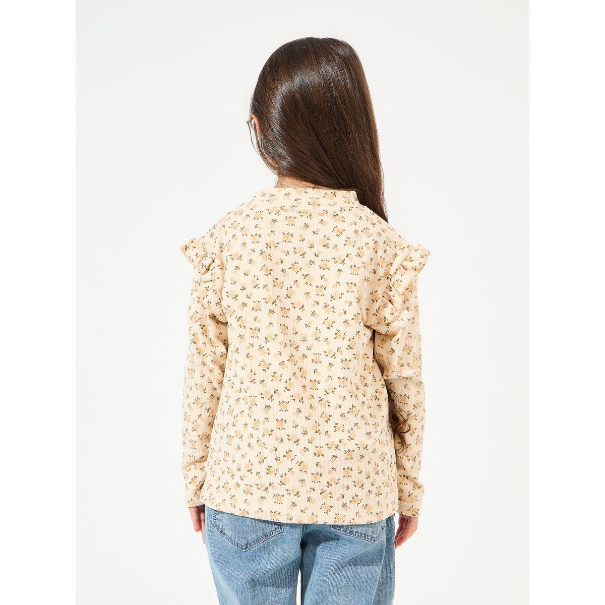 Styli Floral Printed Ruffle Trim Rib Knit Top-girls-clothing-blousesandshirts-image-4