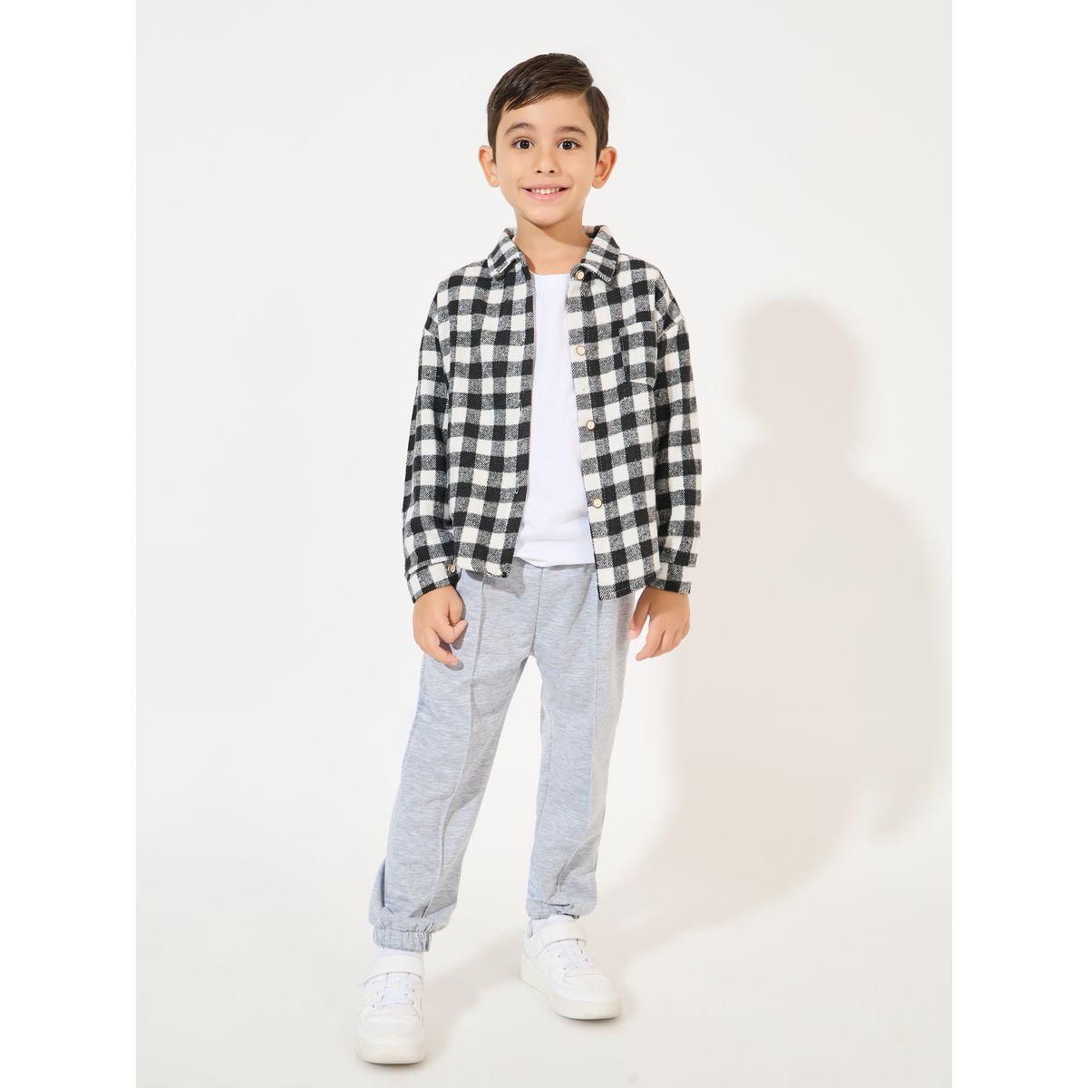 قميص بنمط مربعات مع جيب مرقع على الصدر-boys-clothing-shirts-image-2