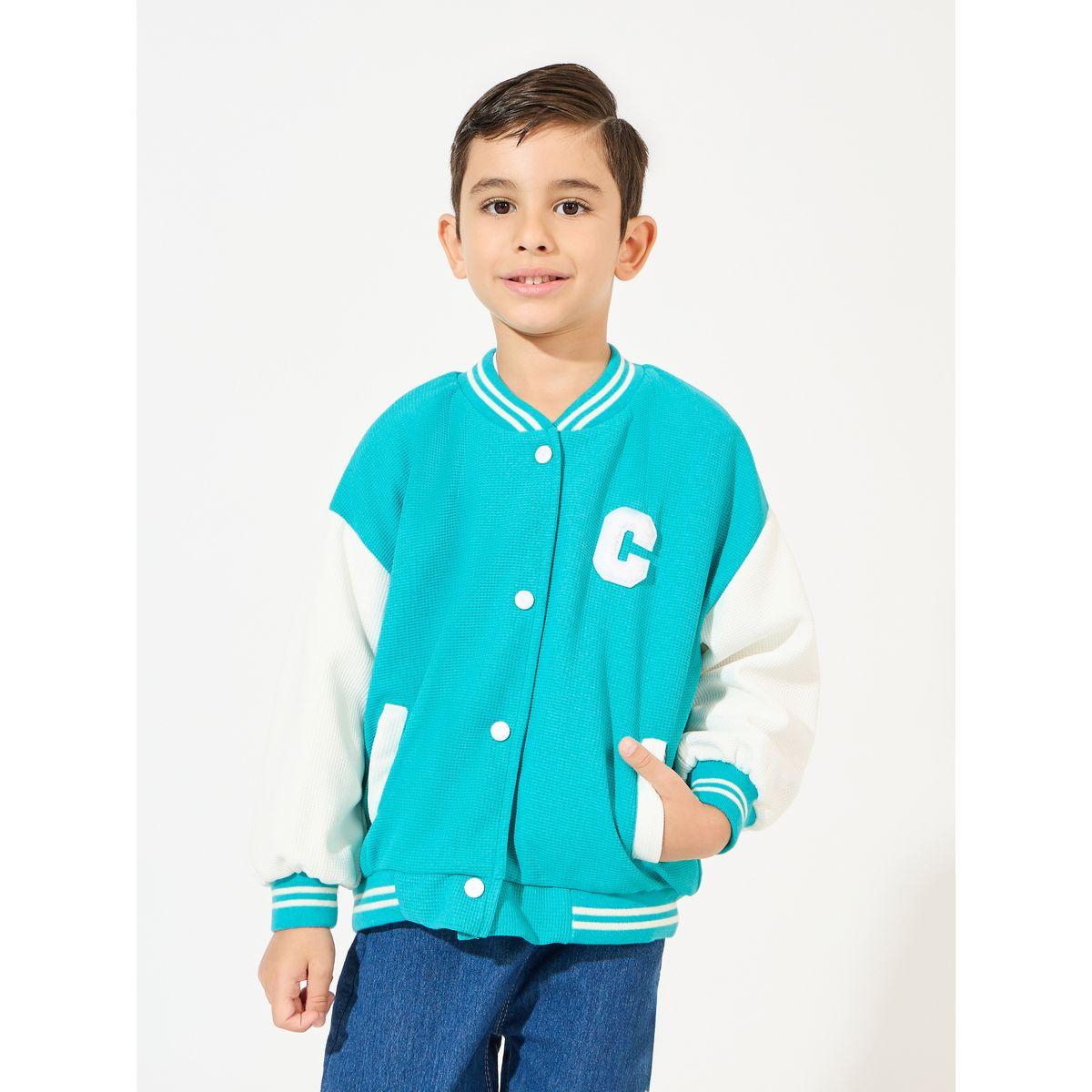 Styli Color Block Patch Detail Jacket with Snap Button-boys-clothing-jacketsandcoats-image-1