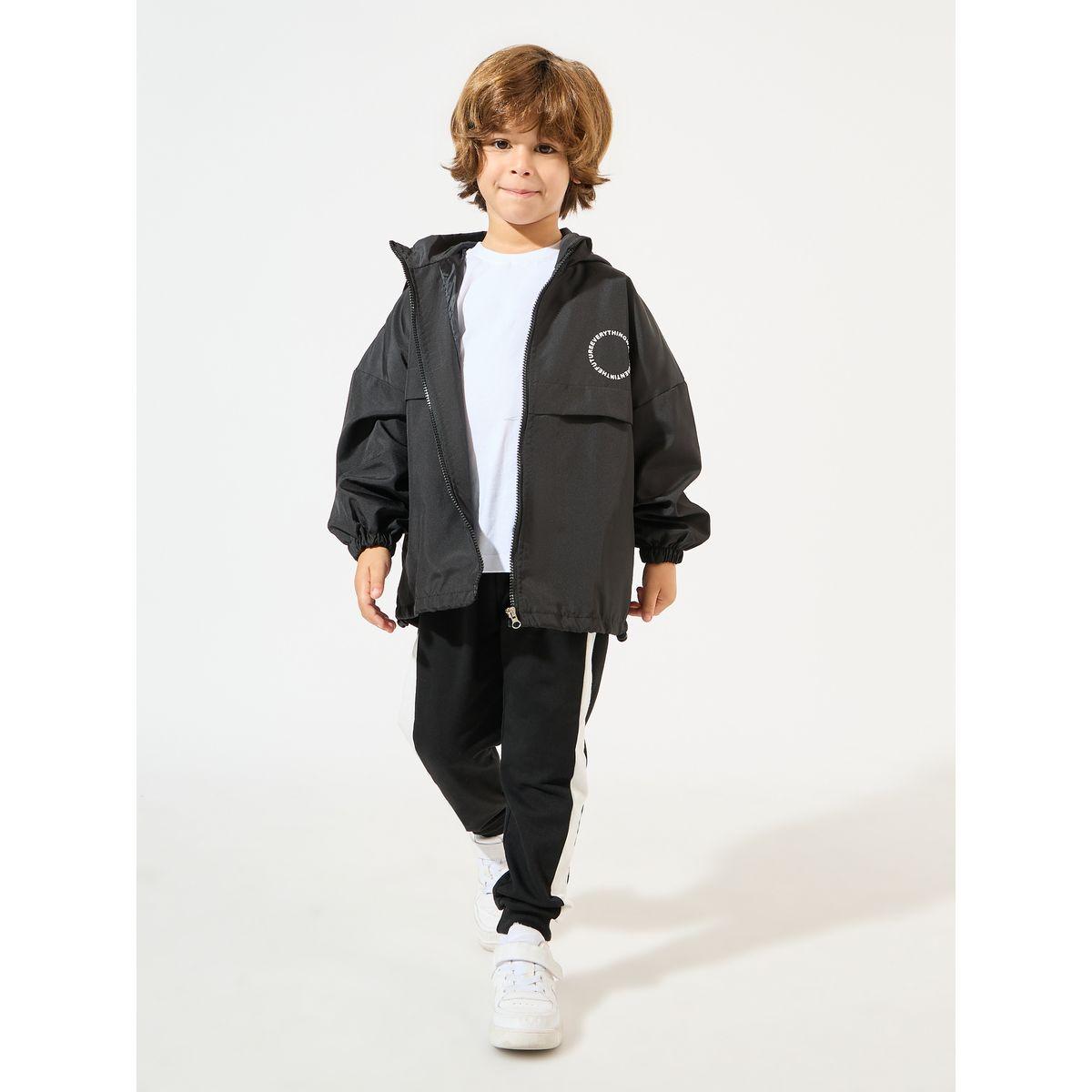 Styli Solid Letter Printed Hooded Jacket-boys-clothing-jacketsandcoats-image-2
