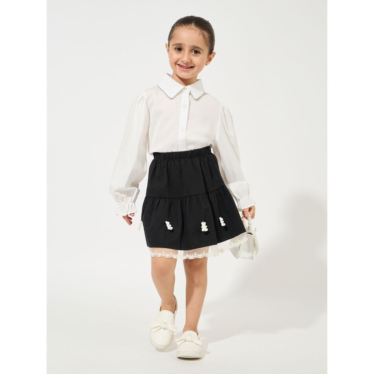 Styli Solid Volume Sleeves Shirt with Button Placket-girls-clothing-blousesandshirts-image-2