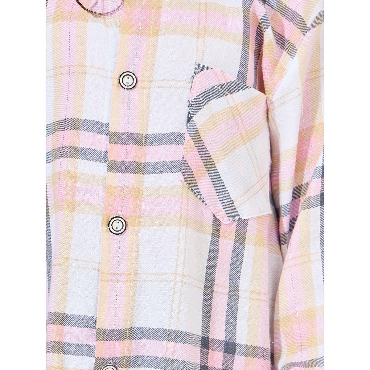 Styli Plaid Patch Pocket Long Sleeved Shirt-girls-clothing-blousesandshirts-image-3