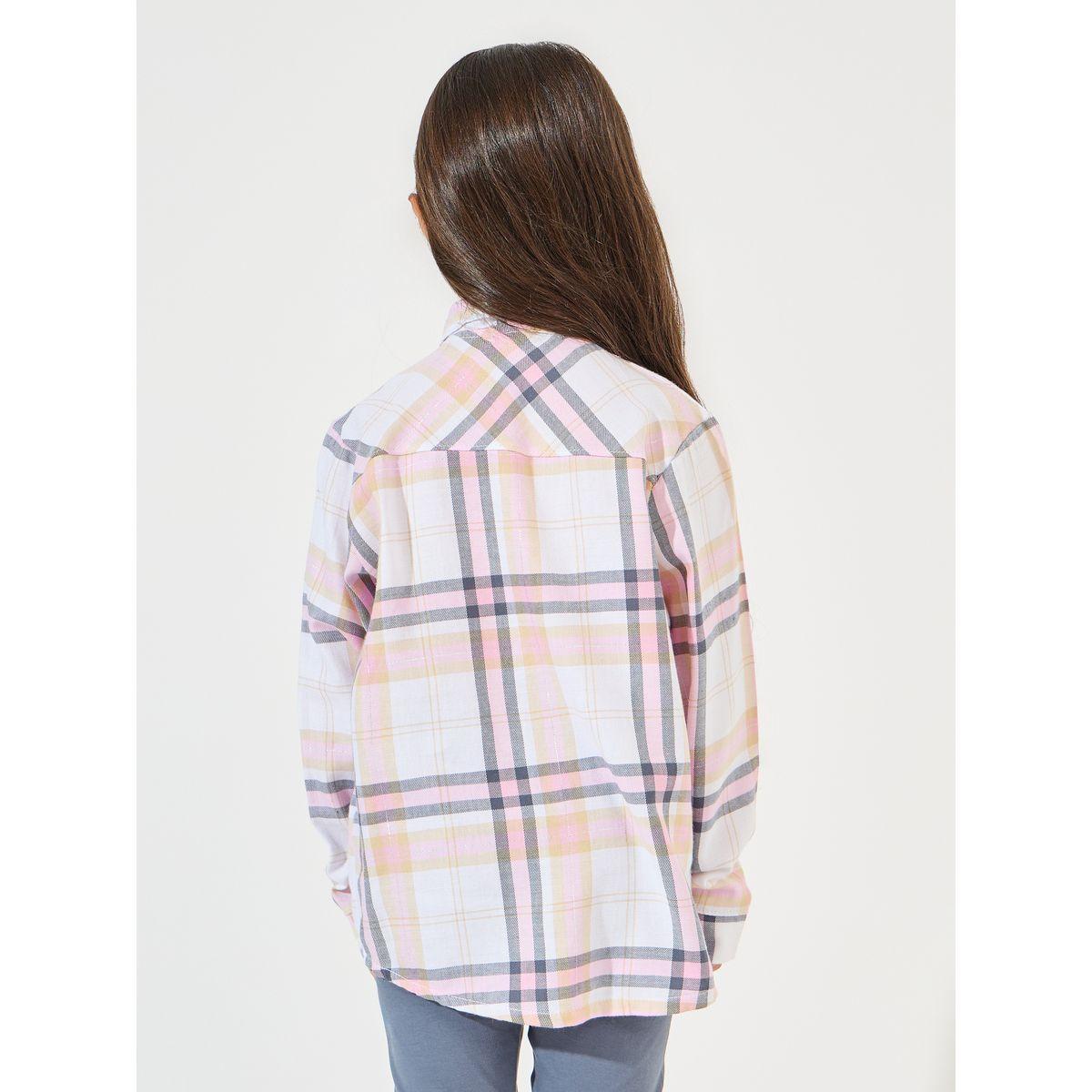 Styli Plaid Patch Pocket Long Sleeved Shirt-girls-clothing-blousesandshirts-image-4