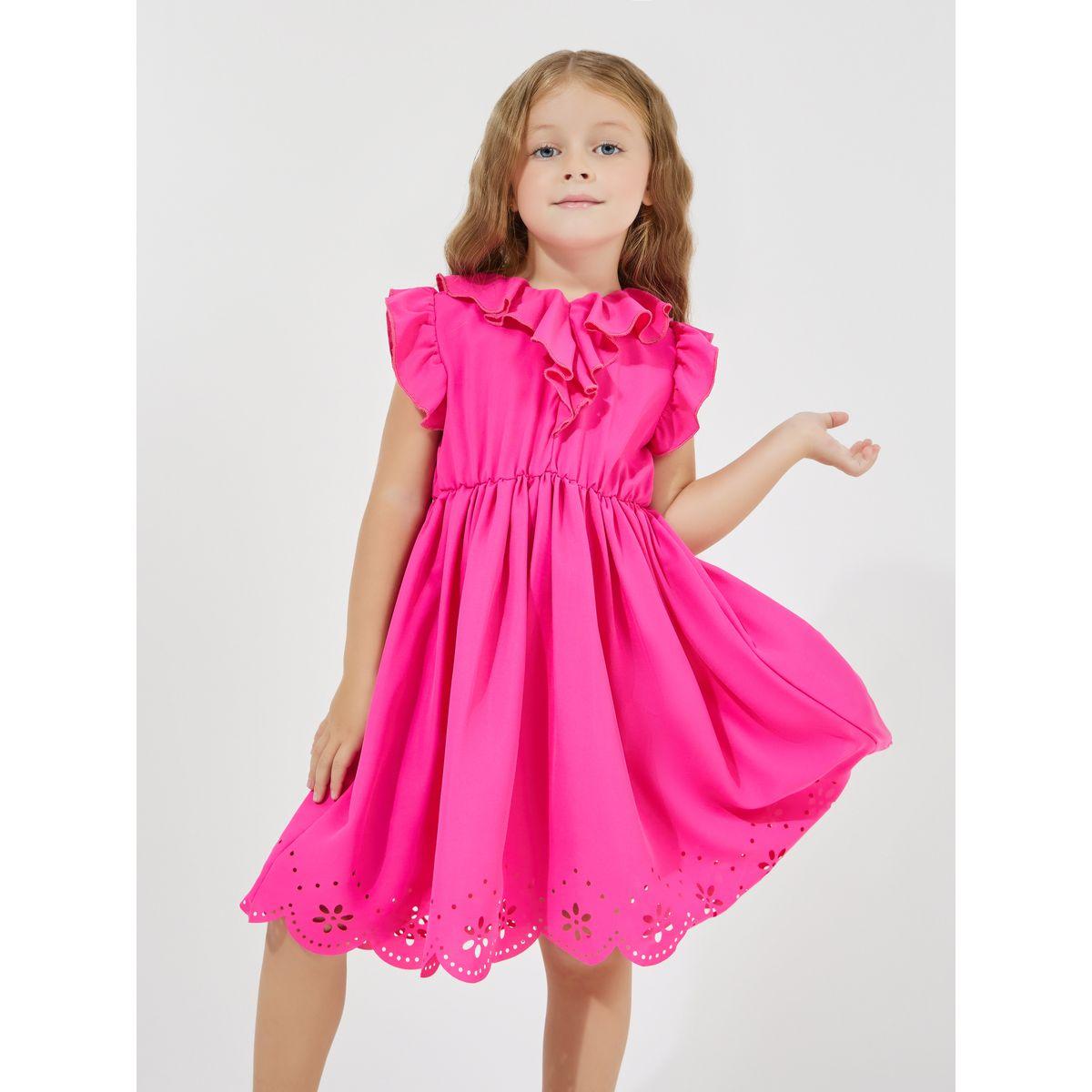فستان كاجوال بحواف مزينة بفتحات مع كشكش-girls-clothing-dressesandjumpsuits-image-2