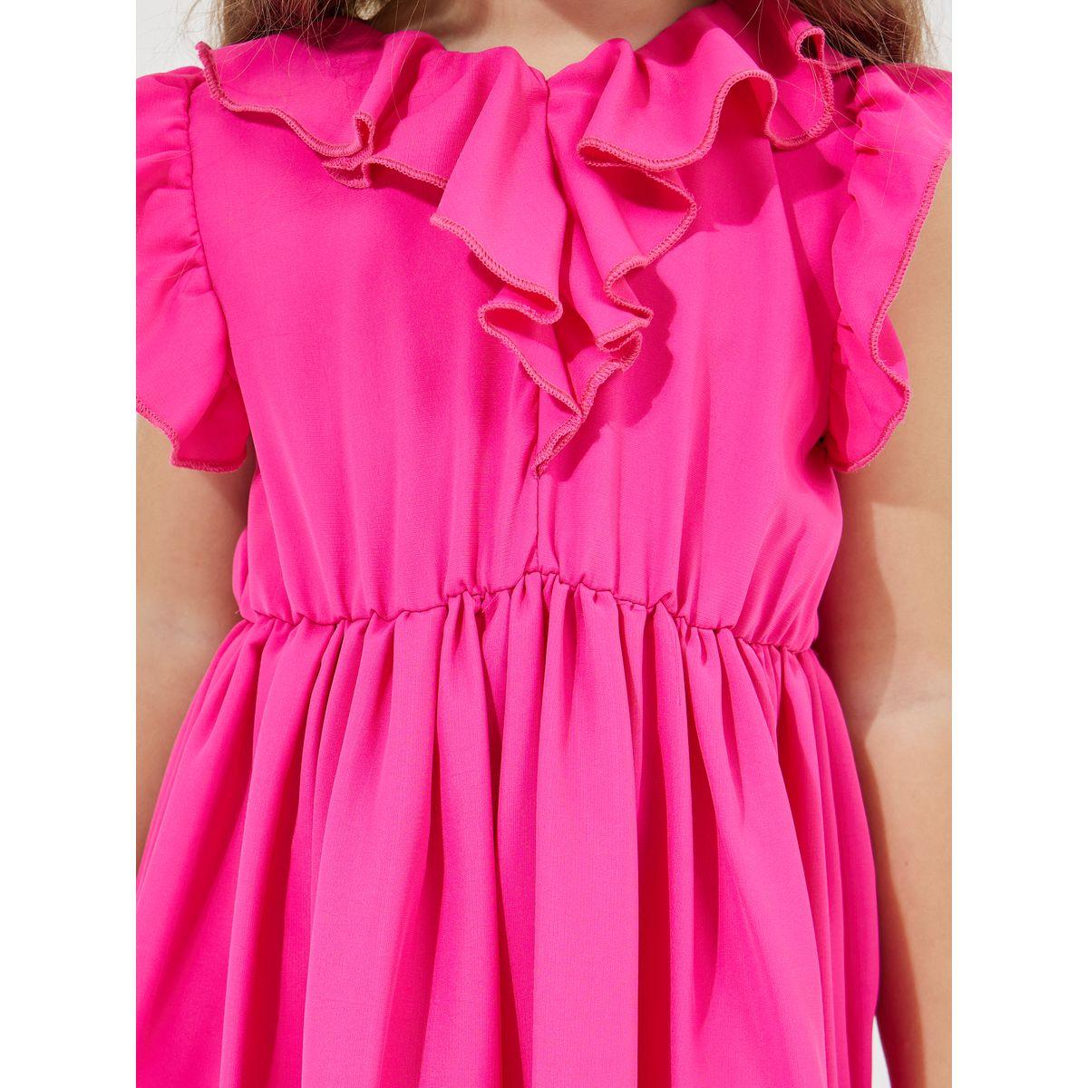 فستان كاجوال بحواف مزينة بفتحات مع كشكش-girls-clothing-dressesandjumpsuits-image-3