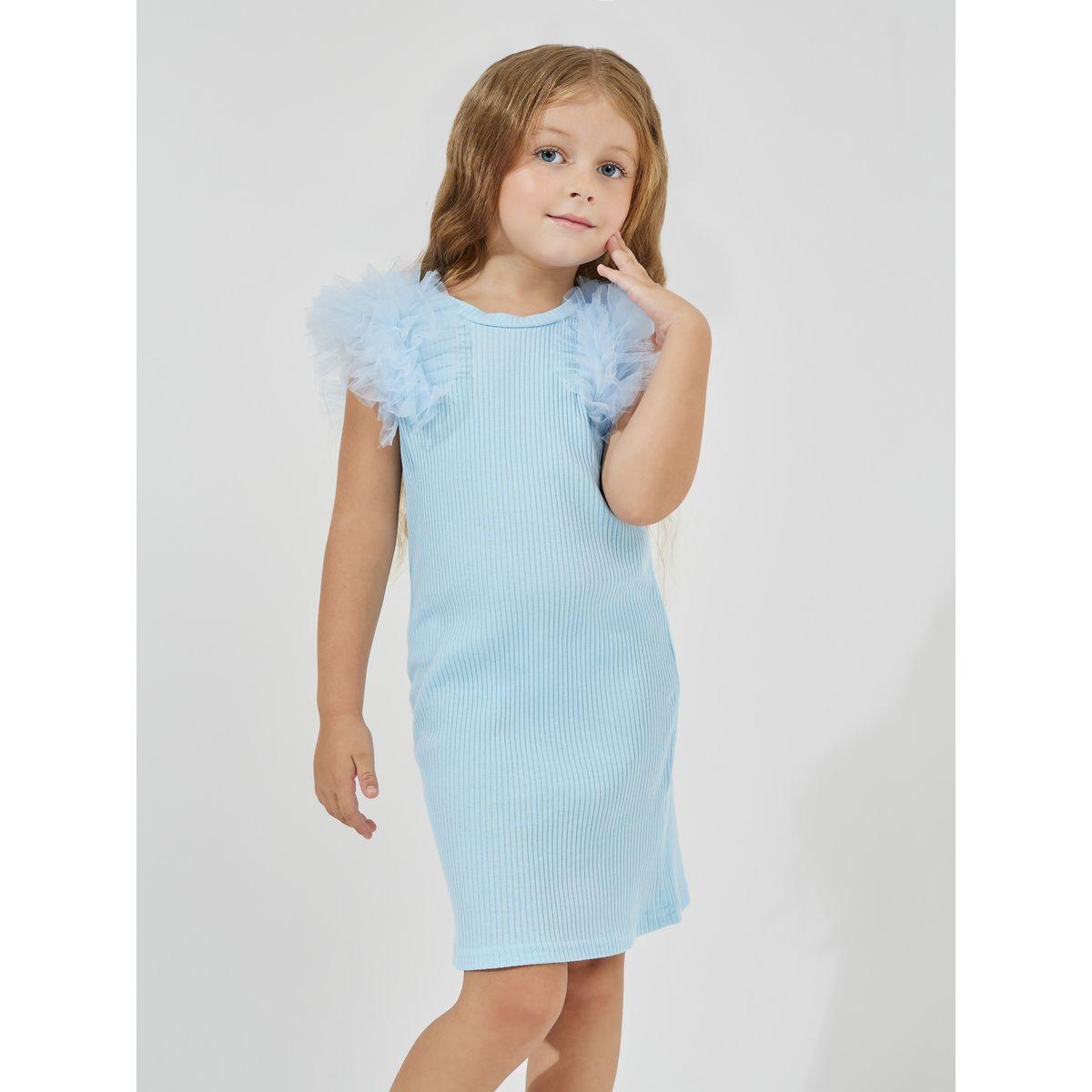 Styli Mesh Ruffle Trim Rib Knit Casual Dress-girls-clothing-dressesandjumpsuits-image-2