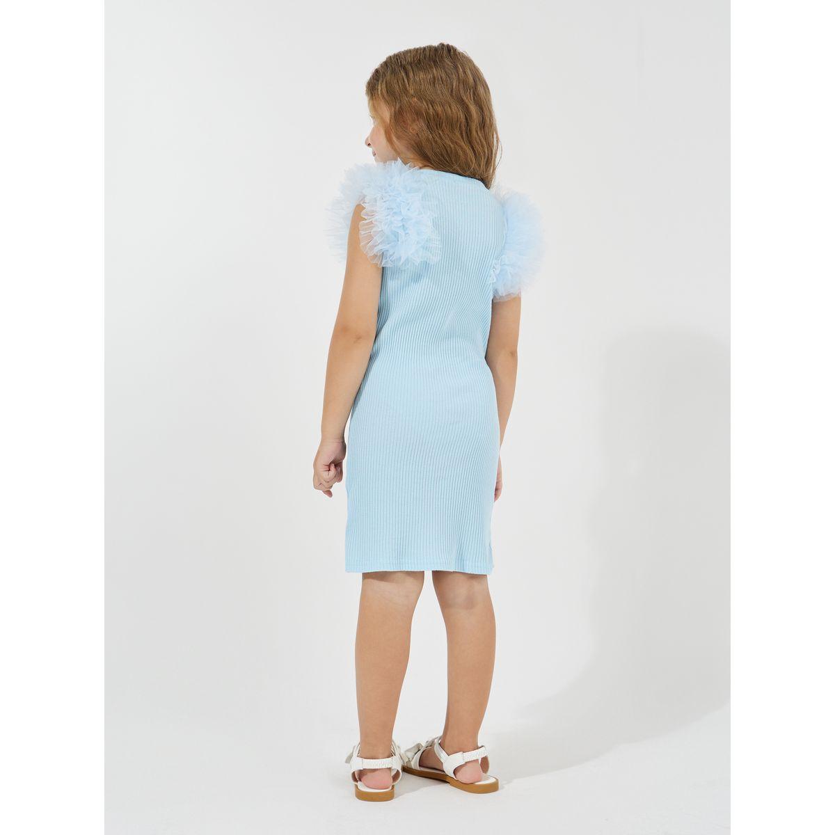 Styli Mesh Ruffle Trim Rib Knit Casual Dress-girls-clothing-dressesandjumpsuits-image-4