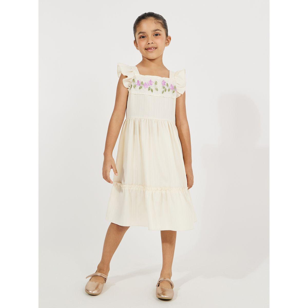 Styli Embroidery Square Neck Textured Dress-girls-clothing-dressesandjumpsuits-image-1