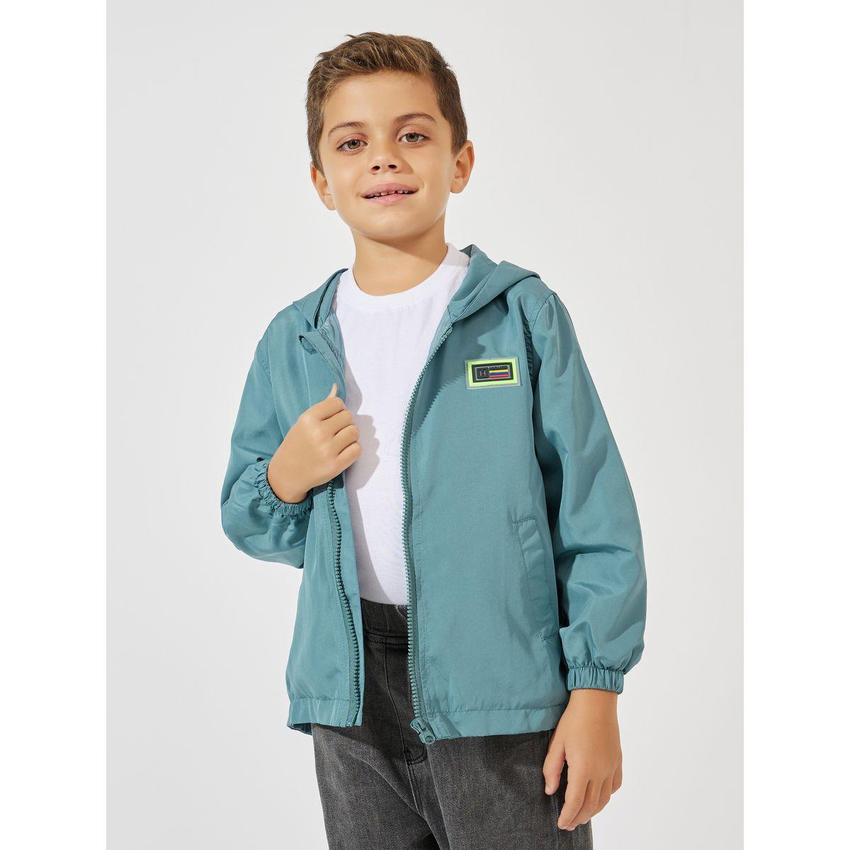 Styli Solid Patch Detail Double Deck Zipper Hooded Jacket-boys-clothing-jacketsandcoats-image-1