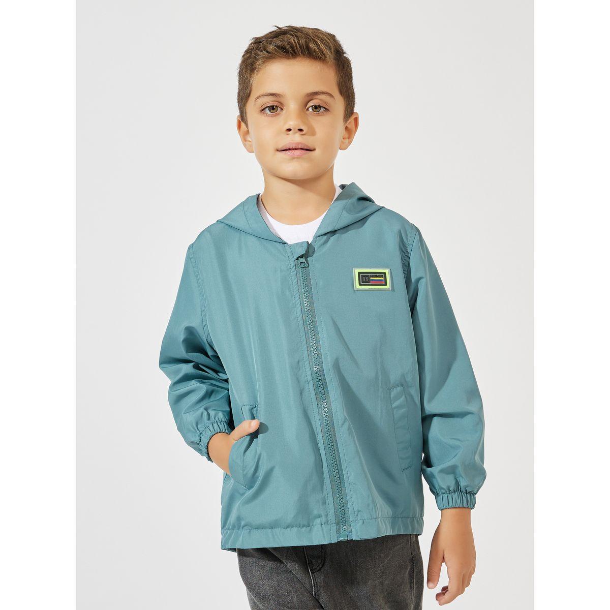 Styli Solid Patch Detail Double Deck Zipper Hooded Jacket-boys-clothing-jacketsandcoats-image-3