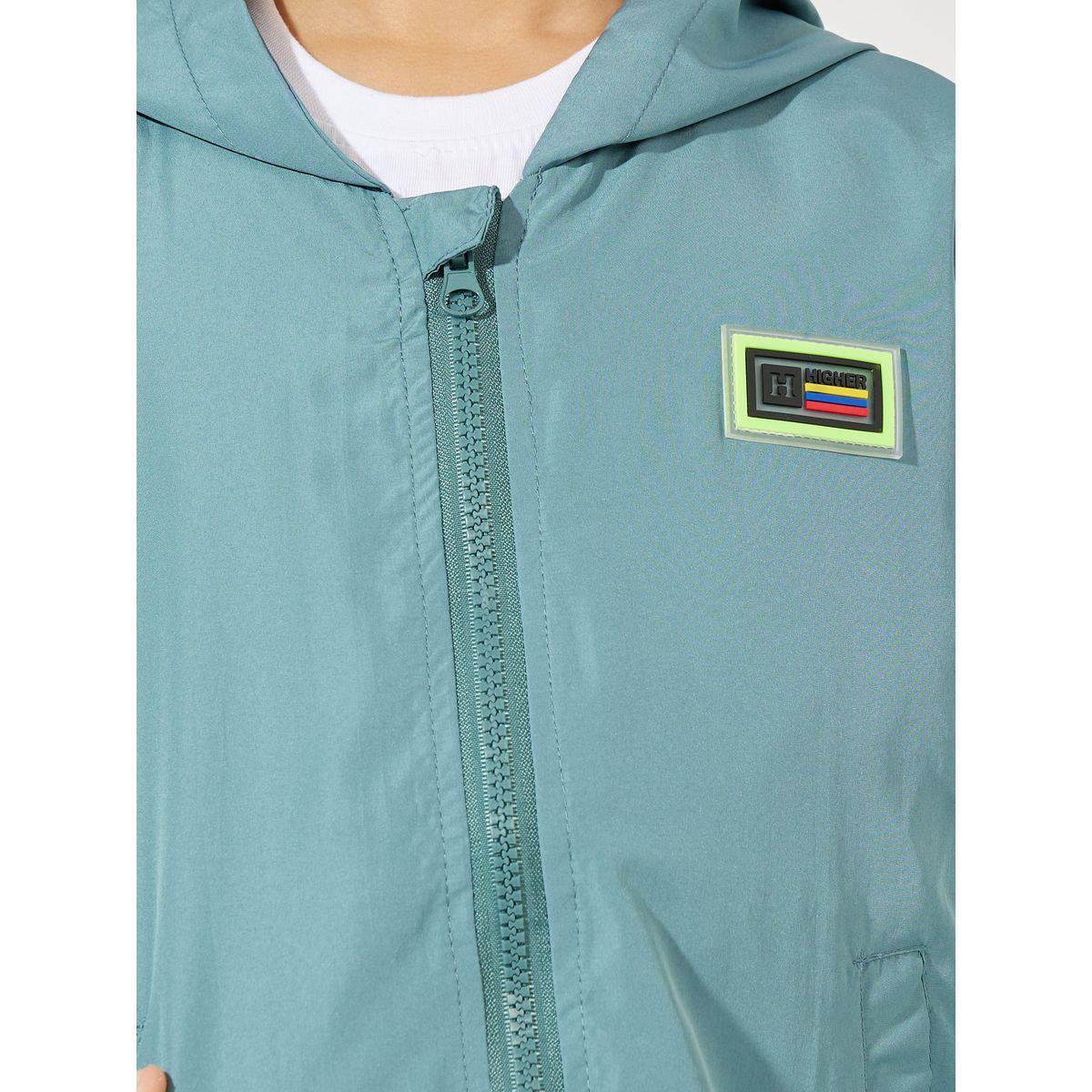 Styli Solid Patch Detail Double Deck Zipper Hooded Jacket-boys-clothing-jacketsandcoats-image-4