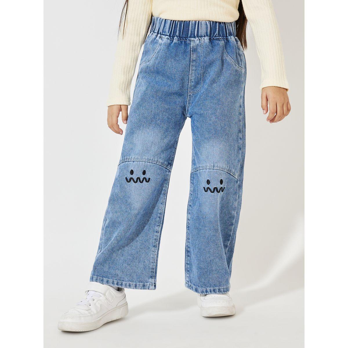 Styli Slant Pocket Embroidery Detail Straight Jeans-girls-clothing-bottoms-jeansandjeggings-image-1