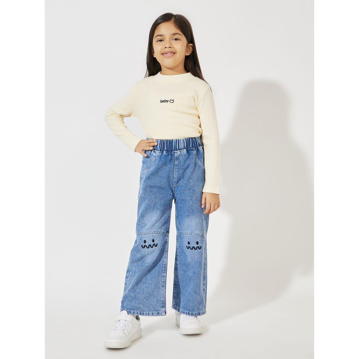 Styli Slant Pocket Embroidery Detail Straight Jeans-girls-clothing-bottoms-jeansandjeggings-image-2