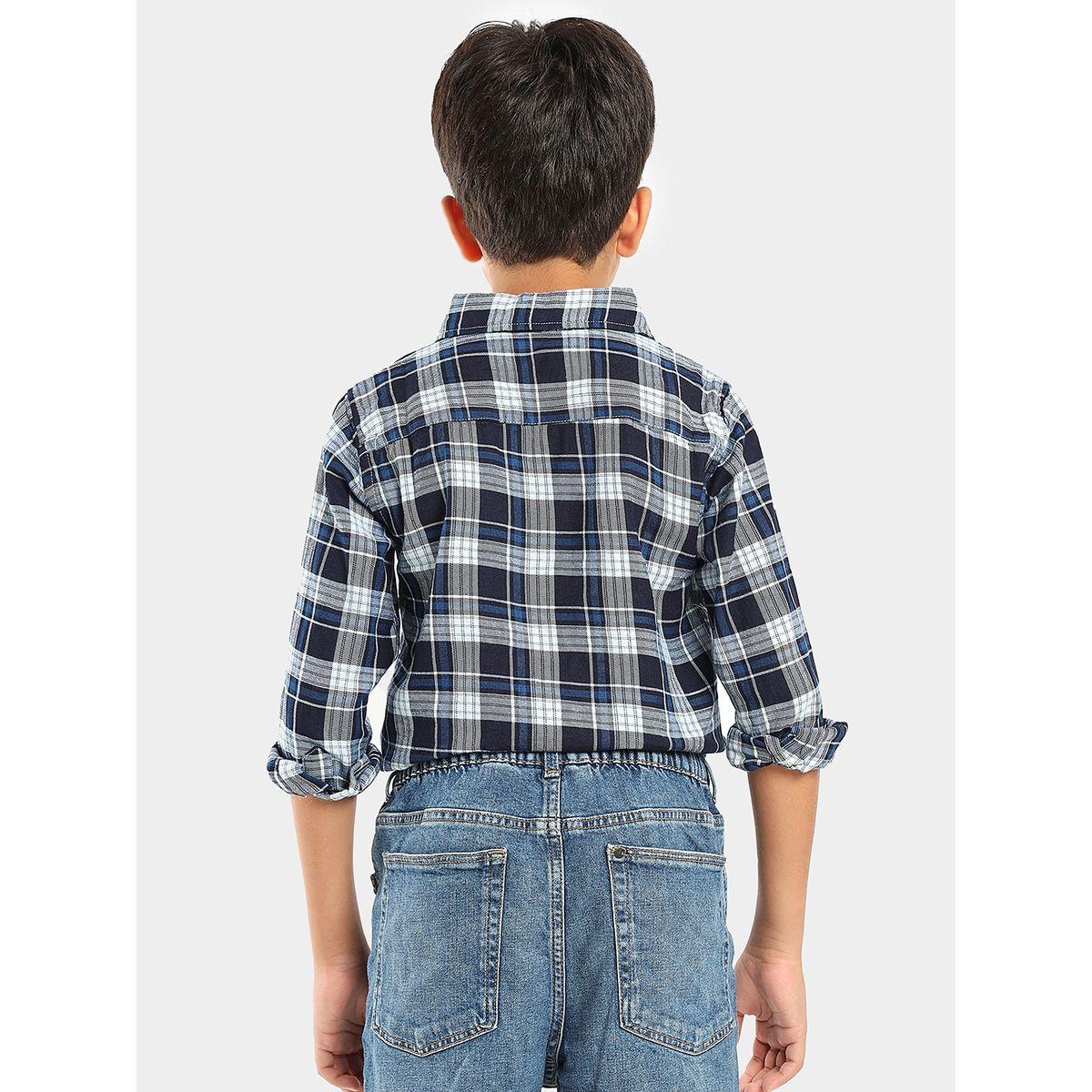 قميص مطبع بنمط مربعات مع جيب وازرار ليل بيكس × ستايلي-boys-clothing-shirts-image-4