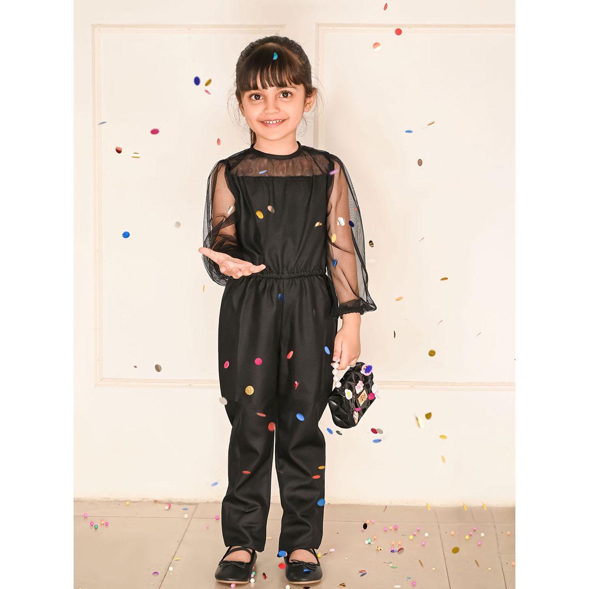 LilPicks X Styli  Mesh Insert Straight Leg Jumpsuit-girls-clothing-rompers-image-1
