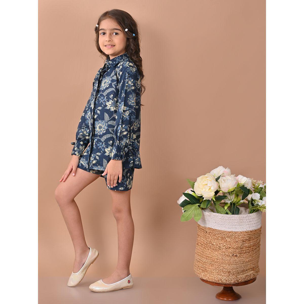 LilPicks X Styli  Floral Print Shirt & Shorts Set-girls-clothing-setsandcoords-image-2