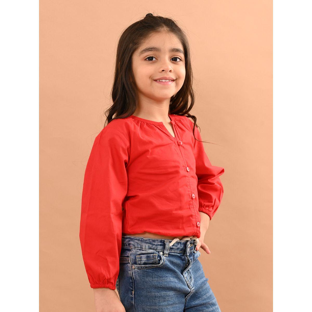 بلوزة قصيرة مع ياقة بشق وأزرار ليل بيكس × ستايلي-girls-clothing-blousesandshirts-image-3