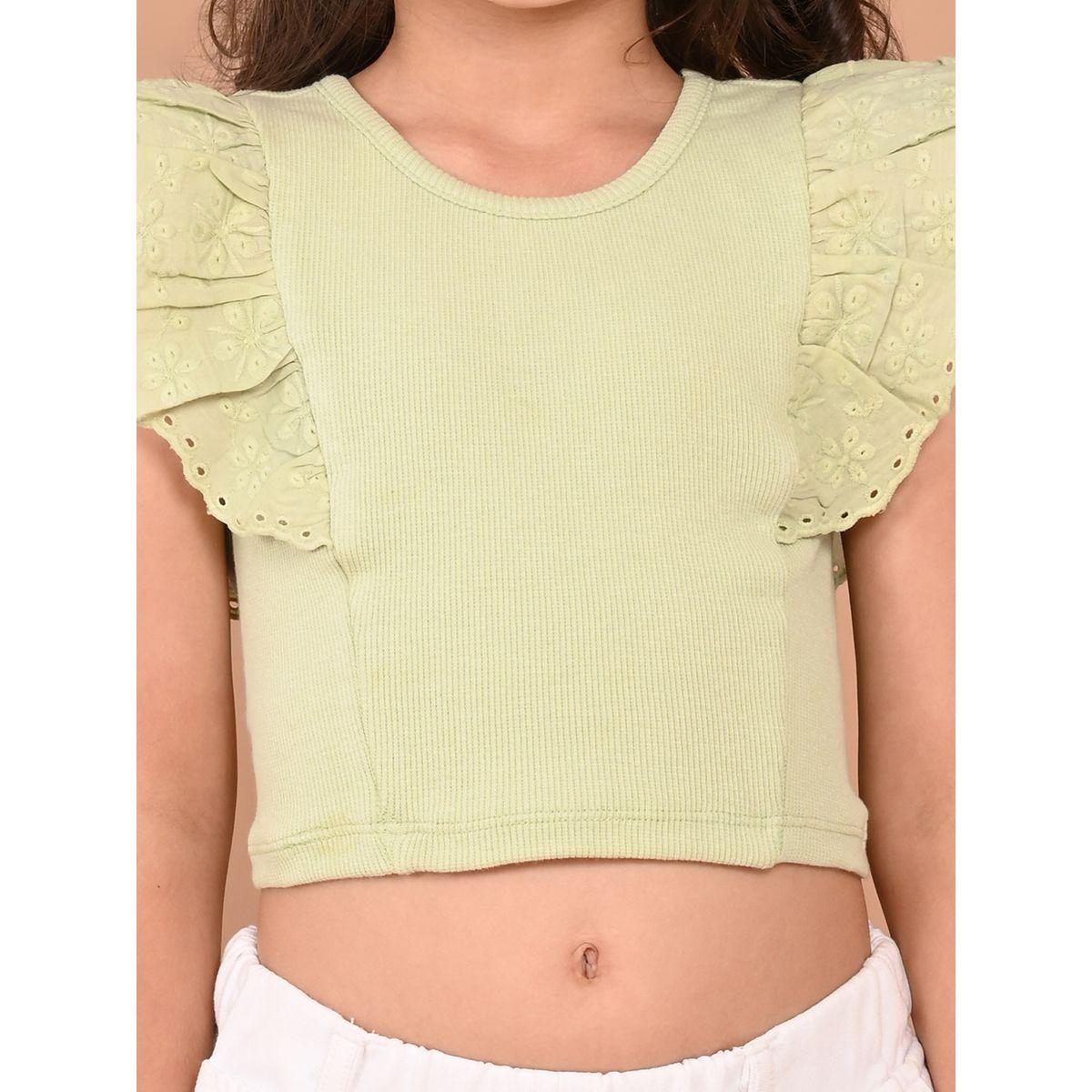 LilPicks X Styli  Rib Schiffli Ruffle Detail Crop Top-girls-clothing-blousesandshirts-image-4
