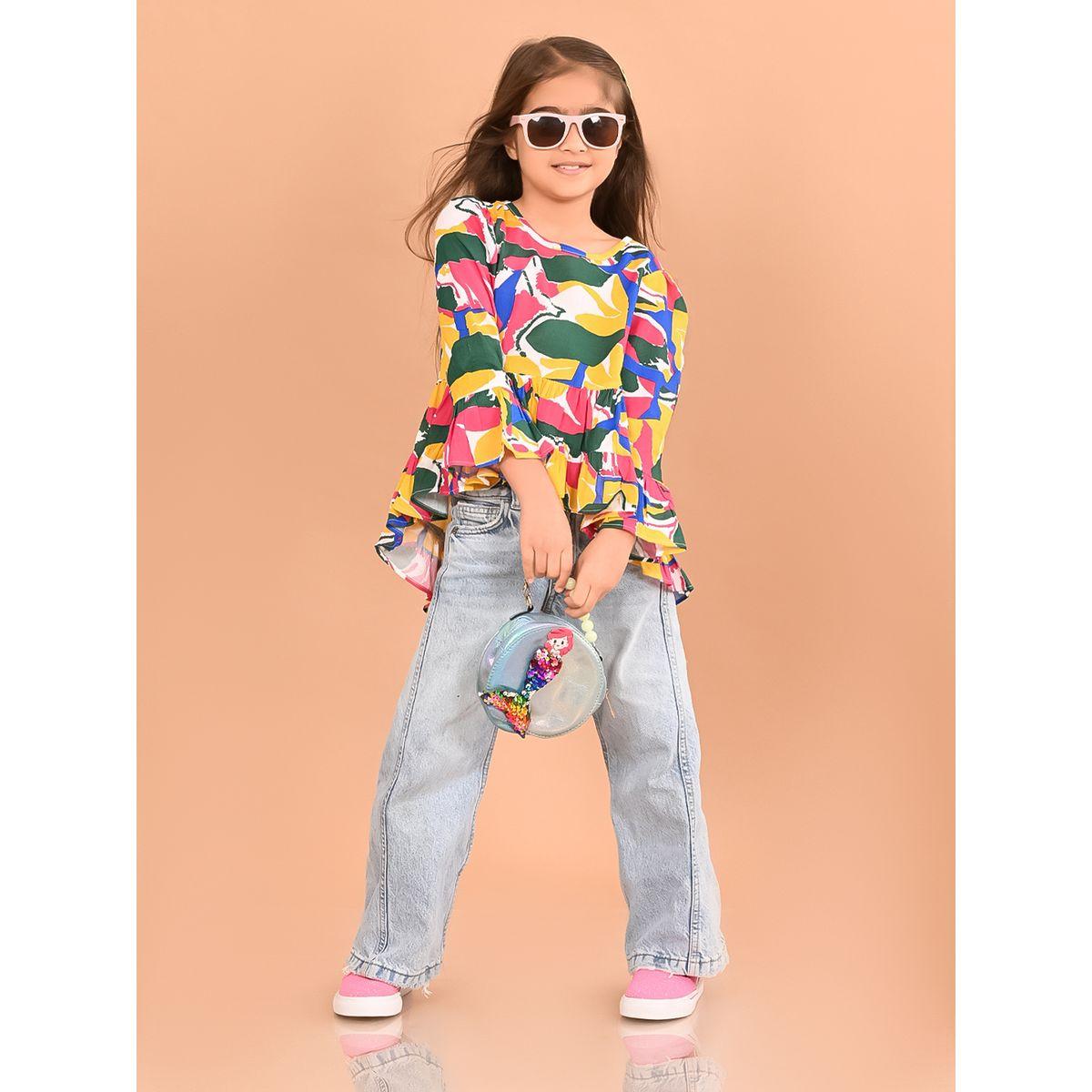 LilPicks X Styli  Abstract Print Peplum Top-girls-clothing-blousesandshirts-image-1