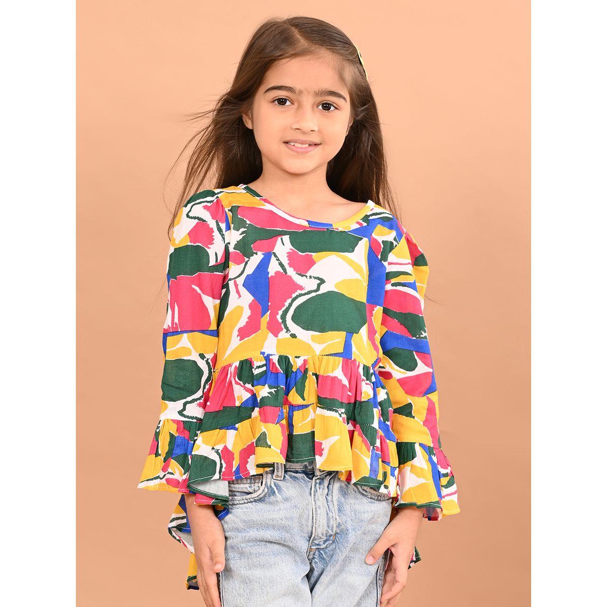 LilPicks X Styli  Abstract Print Peplum Top-girls-clothing-blousesandshirts-image-2