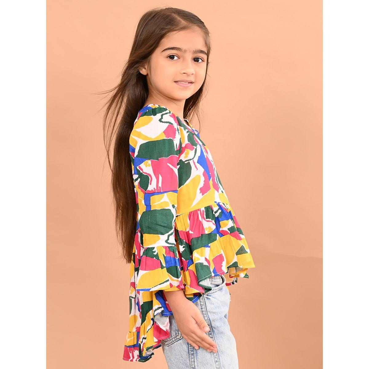 LilPicks X Styli  Abstract Print Peplum Top-girls-clothing-blousesandshirts-image-3
