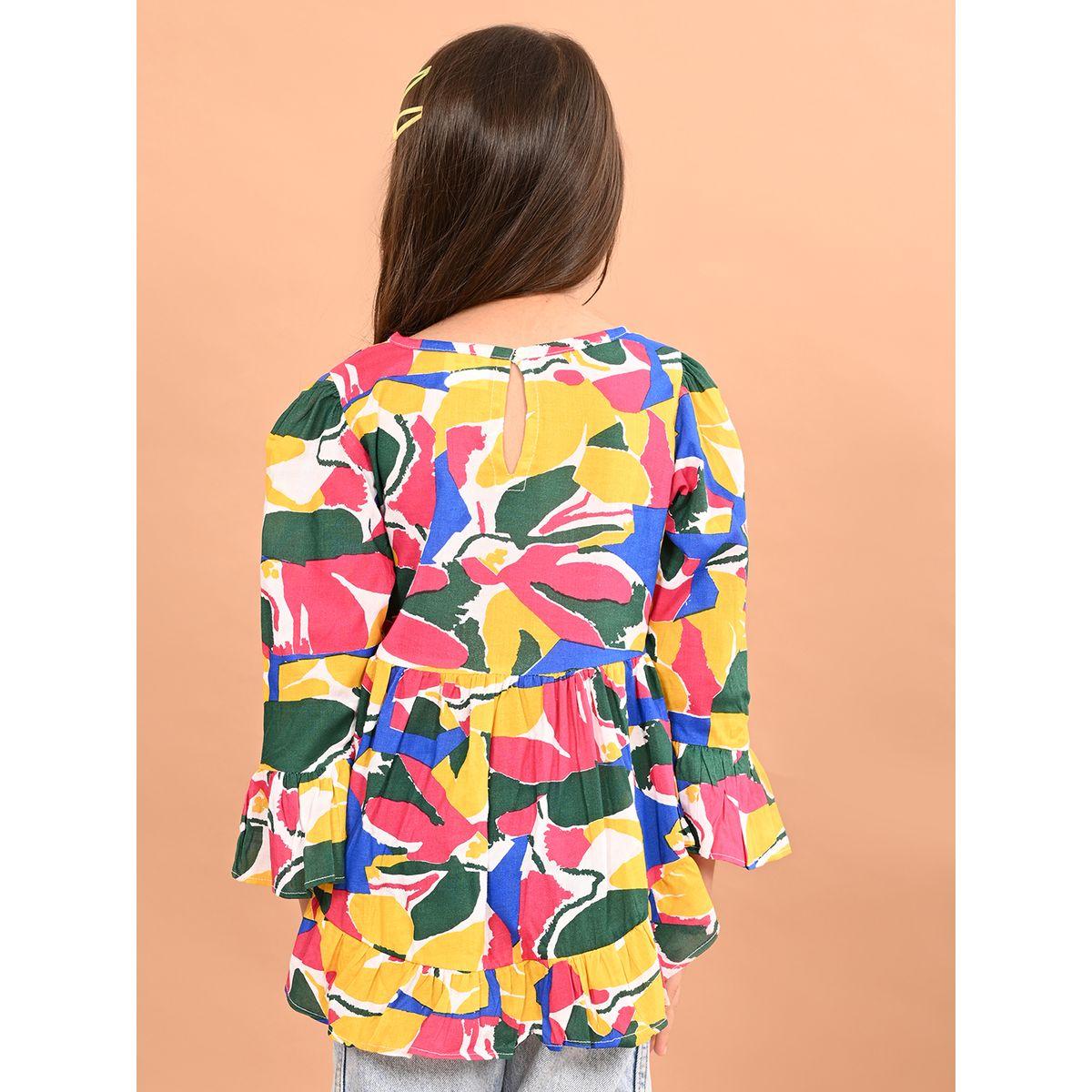 LilPicks X Styli  Abstract Print Peplum Top-girls-clothing-blousesandshirts-image-4