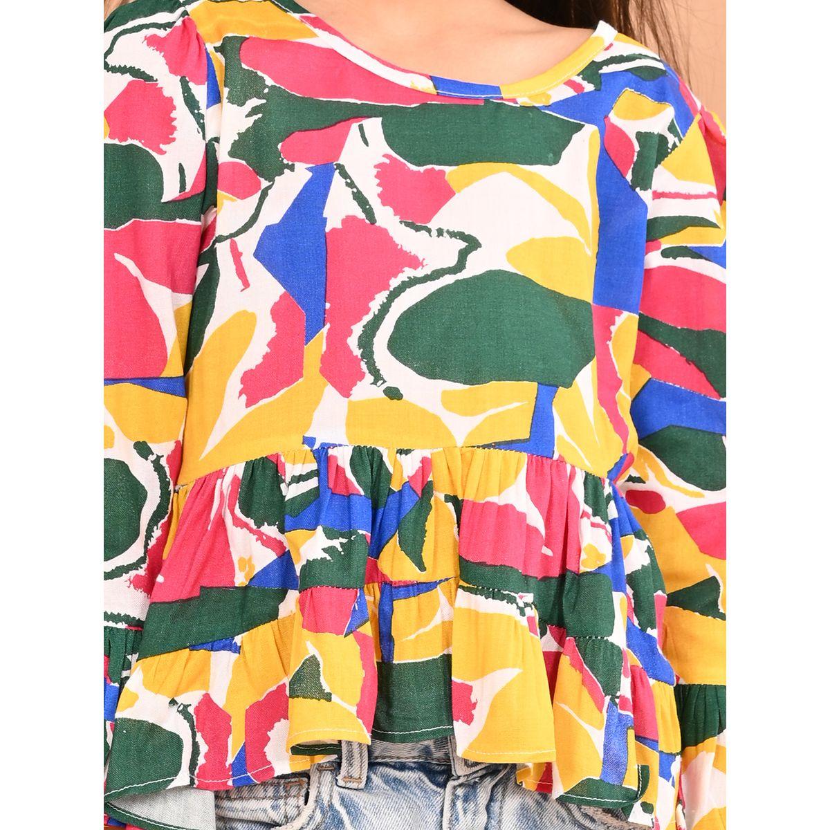 LilPicks X Styli  Abstract Print Peplum Top-girls-clothing-blousesandshirts-image-5