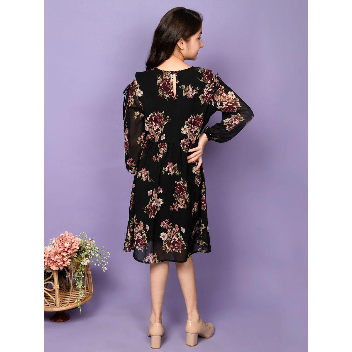 LilPicks X Styli  Floral Print Cold Shoulder Dress-girls-clothing-dressesandjumpsuits-image-4
