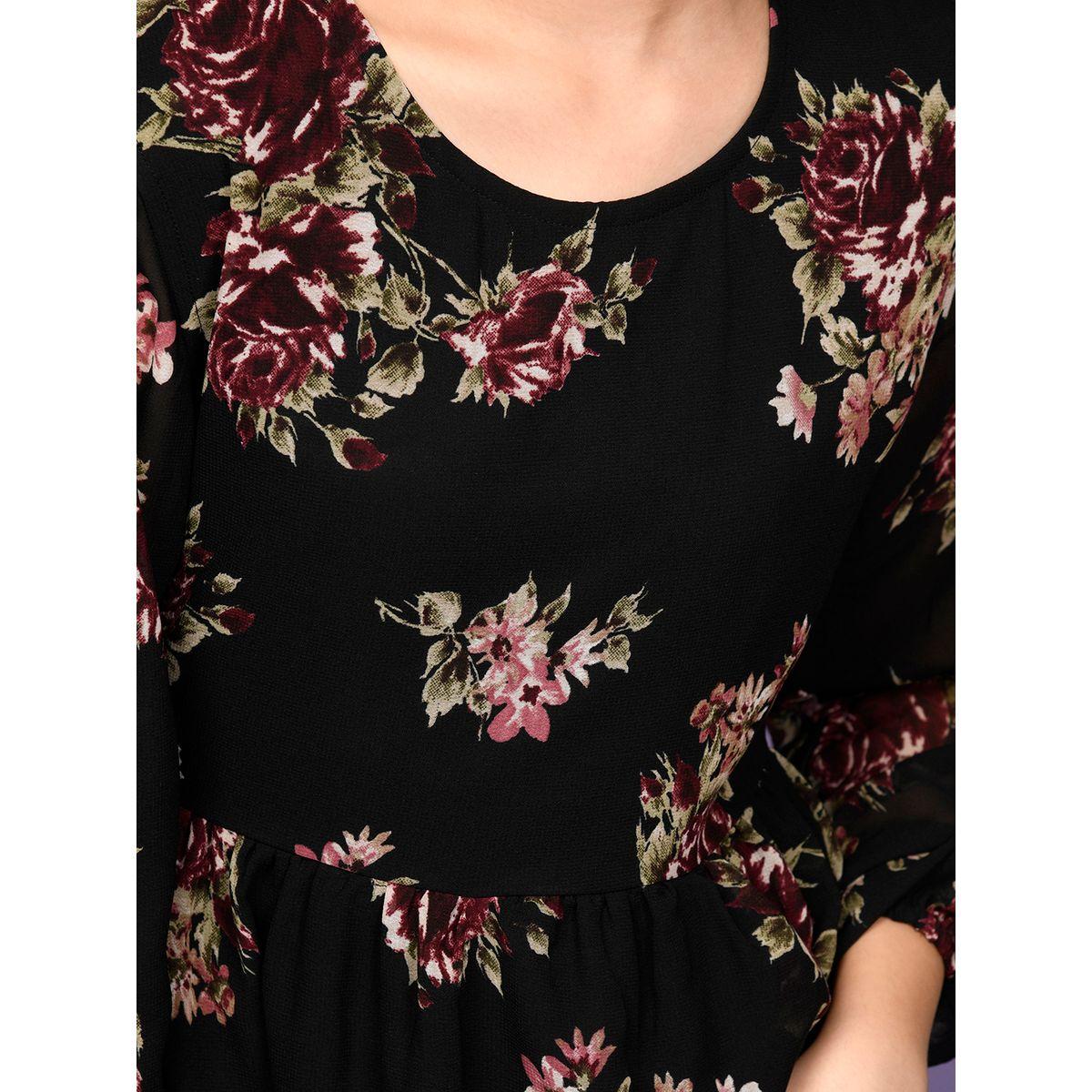 LilPicks X Styli  Floral Print Cold Shoulder Dress-girls-clothing-dressesandjumpsuits-image-5