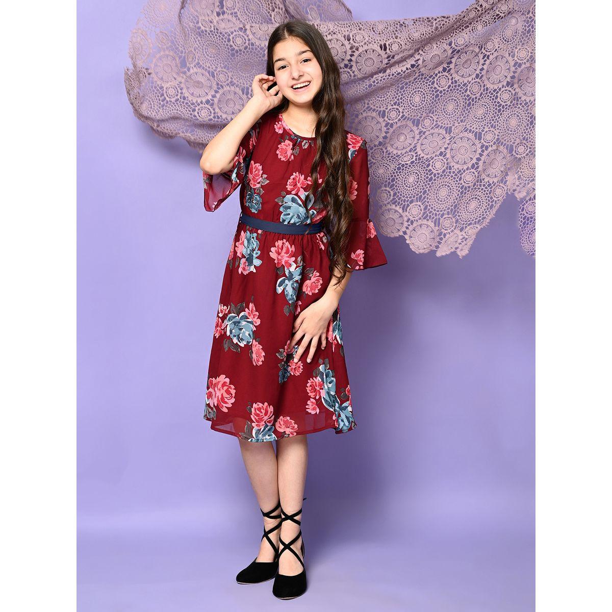 LilPicks X Styli  Floral Print Belted Fit & Flare Dress-girls-clothing-dressesandjumpsuits-image-3