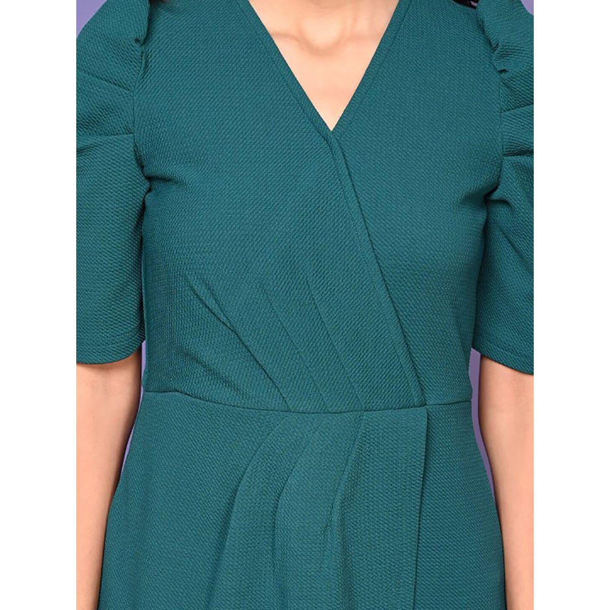 LilPicks X Styli  Solid Puff Sleeves Mock Wrap Dress-girls-clothing-dressesandjumpsuits-image-3