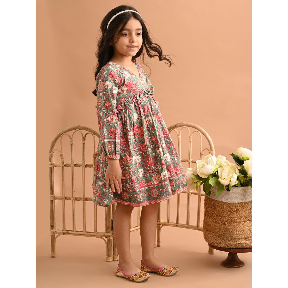 فستان مطبع بزهور مع اكمام طويلة وكشكش ليل بيكس × ستايلي-girls-clothing-dressesandjumpsuits-image-3