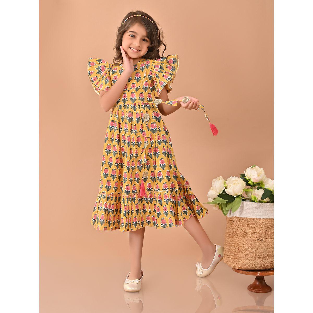 فستان مطبع بالكامل مع اكمام بكشكش ليل بيكس × ستايلي-girls-clothing-dressesandjumpsuits-image-1