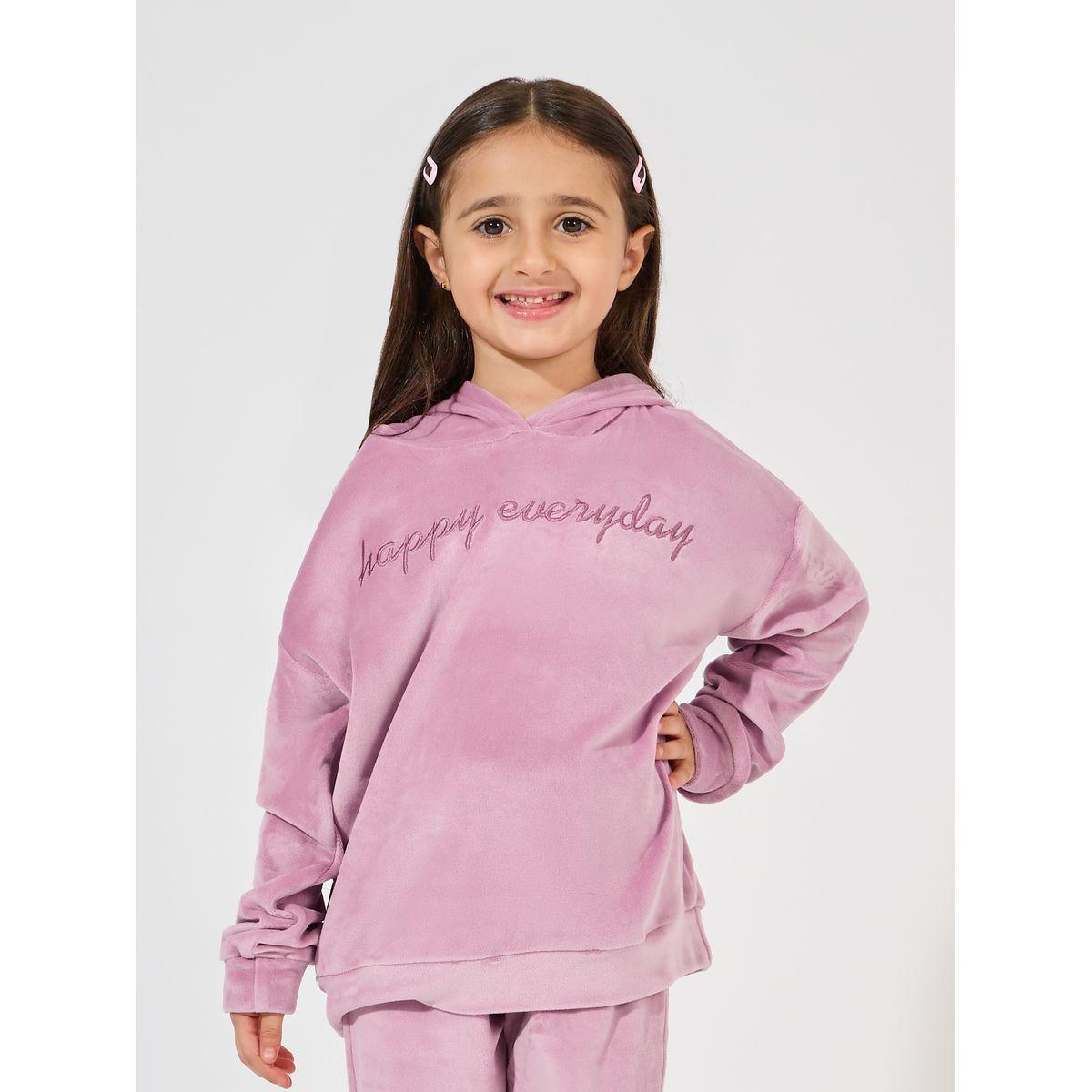 Styli Embroidery Detail Velvet Oversized Hoodie & Jogger Set-girls-clothing-setsandcoords-image-2