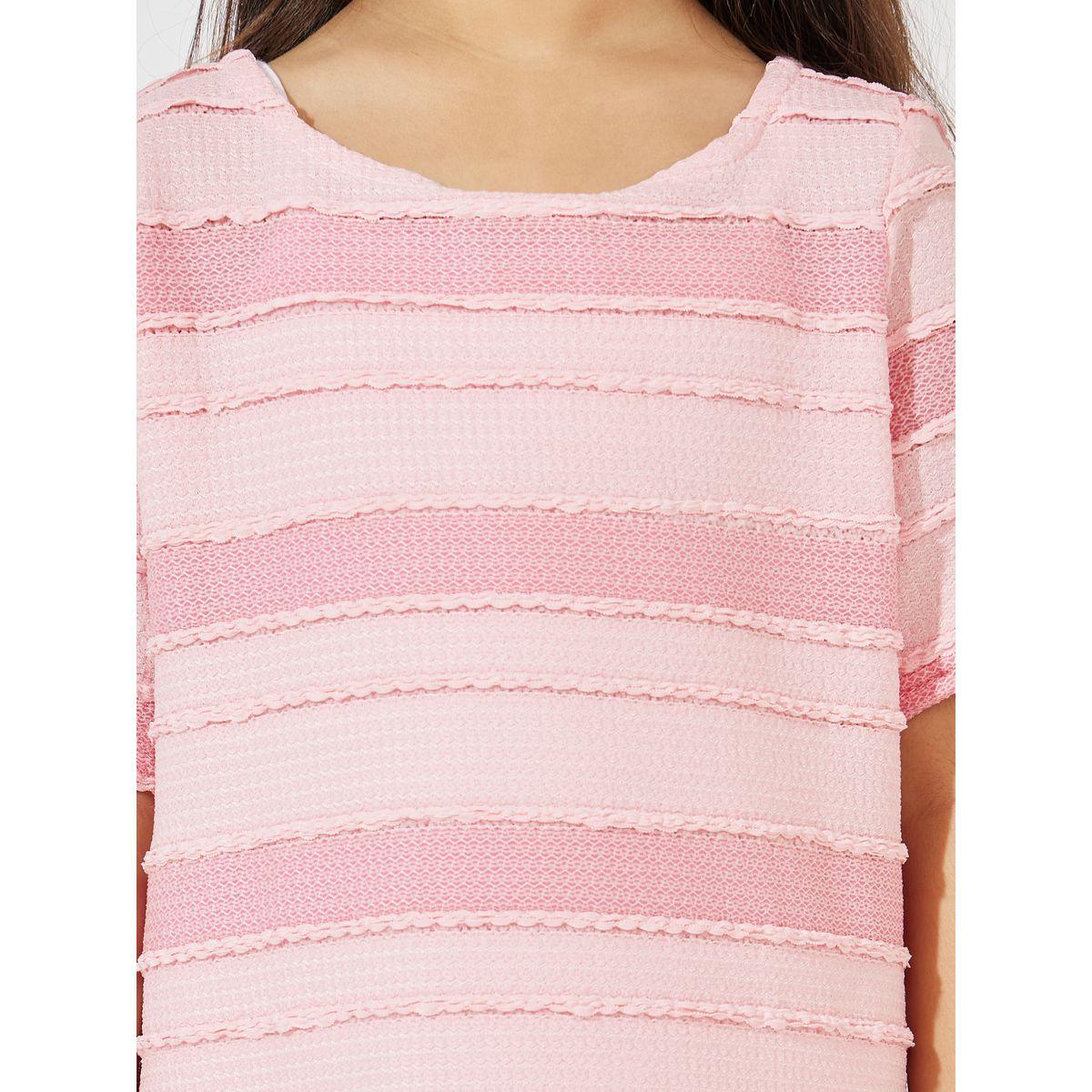 Styli Textured Stripe Ruffle Hem Casual Dress-girls-clothing-dressesandjumpsuits-image-3