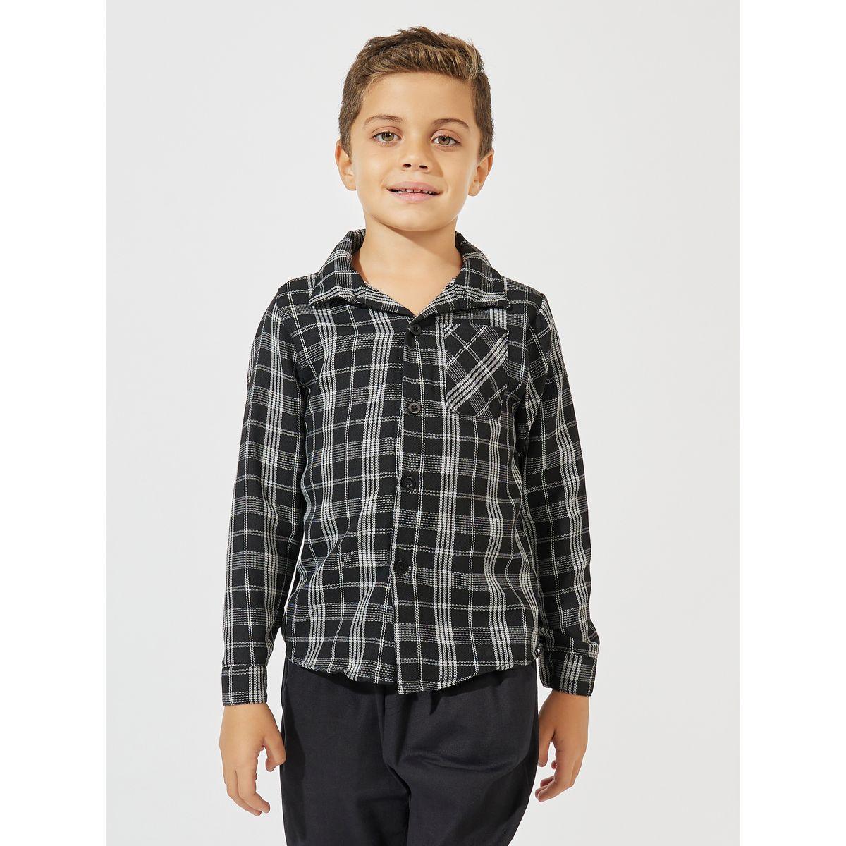 Styli Oversized Plaid Print Long Sleeves Shirt-boys-clothing-shirts-image-1