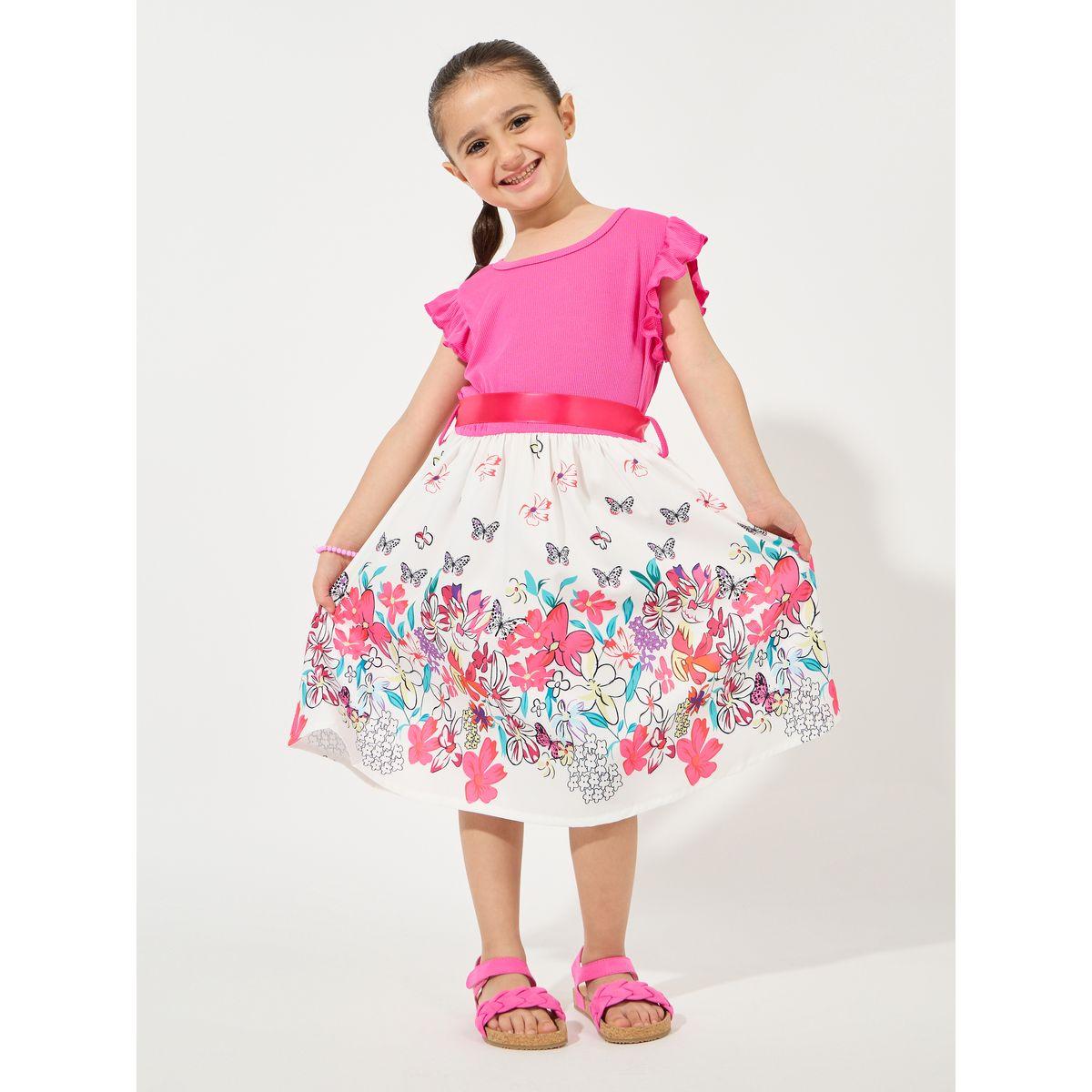 Styli Butterfly Print Ruffled Sleeve Casual Dress-girls-clothing-dressesandjumpsuits-image-1