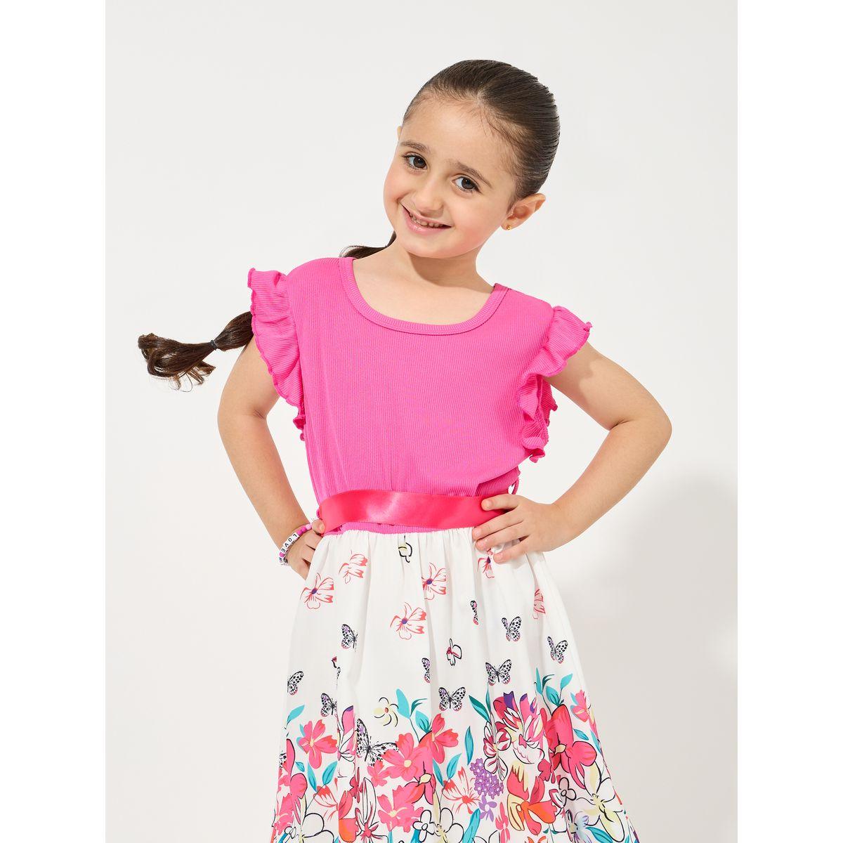 Styli Butterfly Print Ruffled Sleeve Casual Dress-girls-clothing-dressesandjumpsuits-image-2