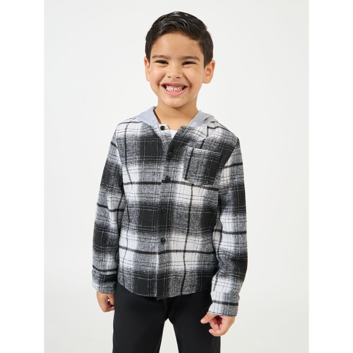 Styli Plaid Button Front Casual Hoodie-boys-clothing-winterwear-sweatshirts-image-1