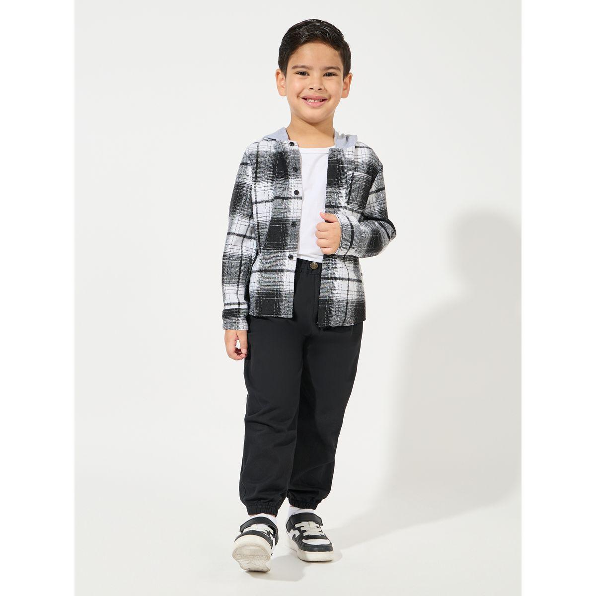 Styli Plaid Button Front Casual Hoodie-boys-clothing-winterwear-sweatshirts-image-3